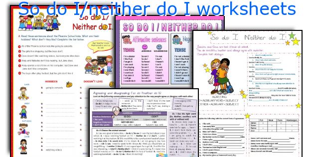 So do I/neither do I worksheets