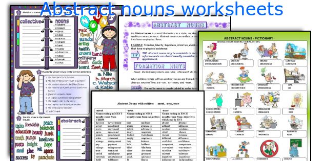 Abstract nouns worksheets