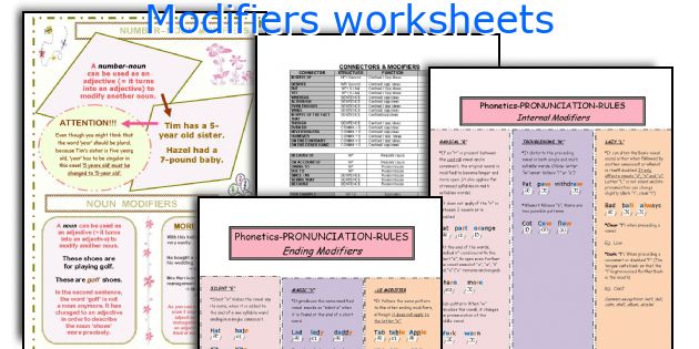 Modifiers Worksheets