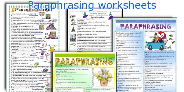 Paraphrasing worksheets