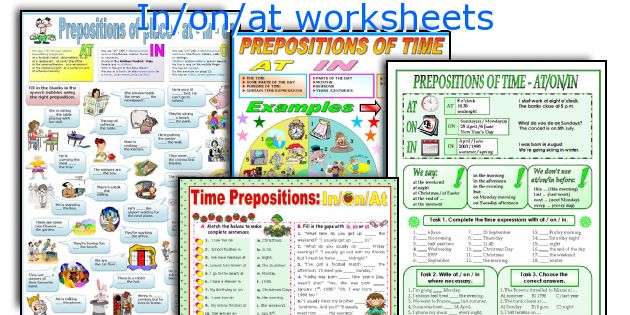 In/on/at worksheets