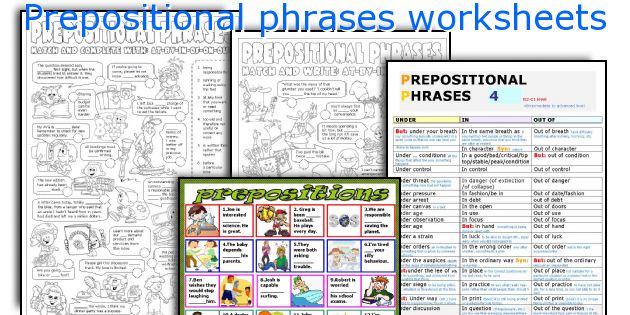 Prepositional phrases worksheets