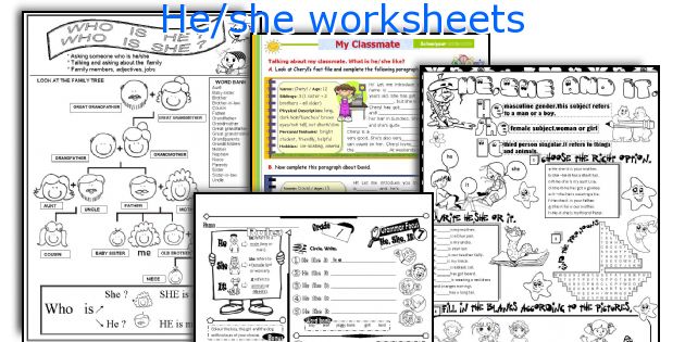 He/she worksheets