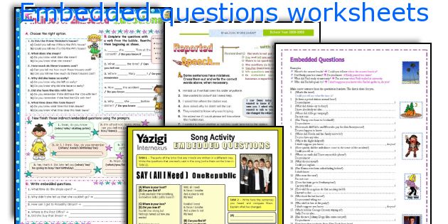 Embedded questions worksheets