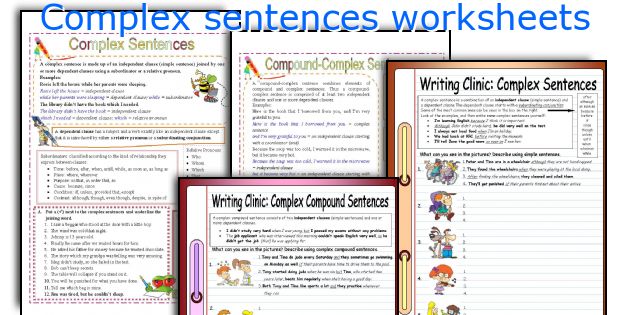 Complex sentences worksheets