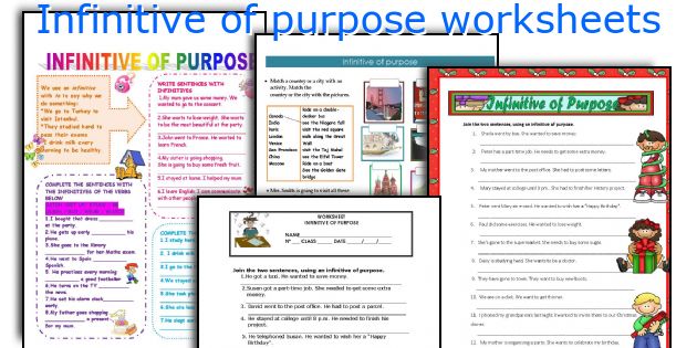 Infinitive of purpose worksheets