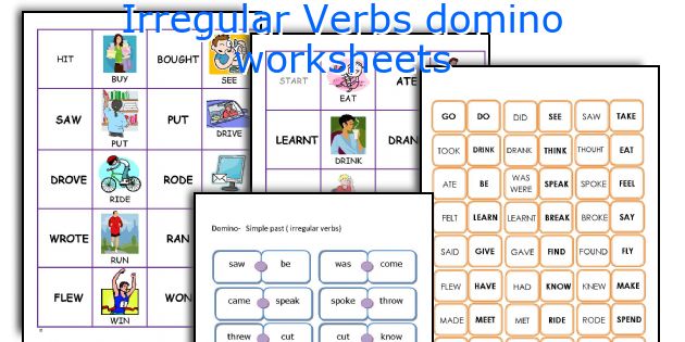 Irregular Verbs domino worksheets