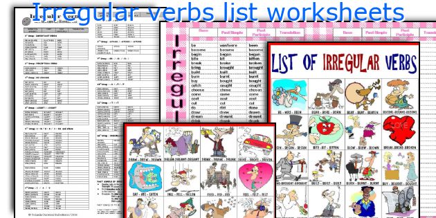 Irregular verbs list worksheets