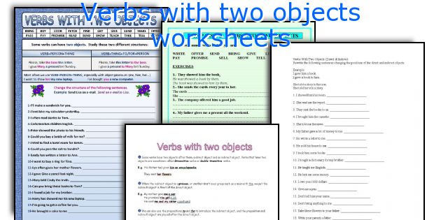 Verbs with two objects worksheets