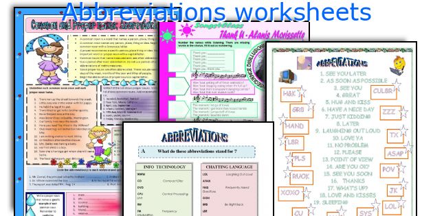 Abbreviations worksheets