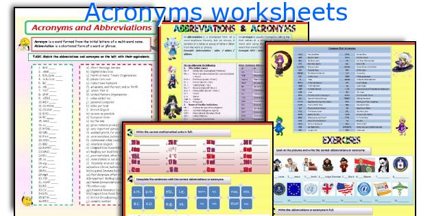 Acronyms worksheets