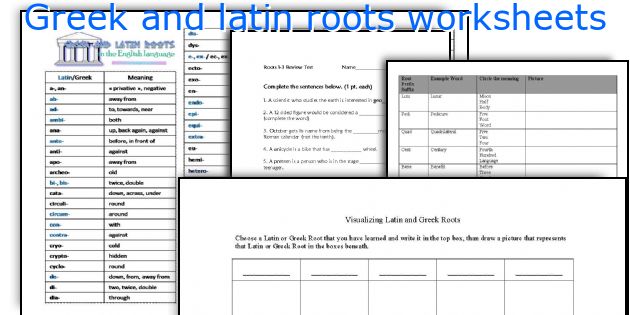 Greek And Latin Roots Worksheets