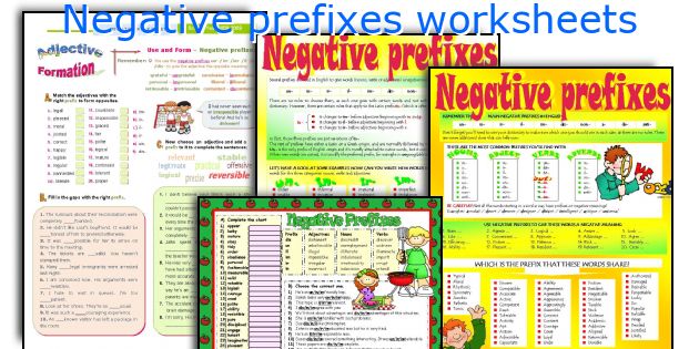Negative prefixes worksheets