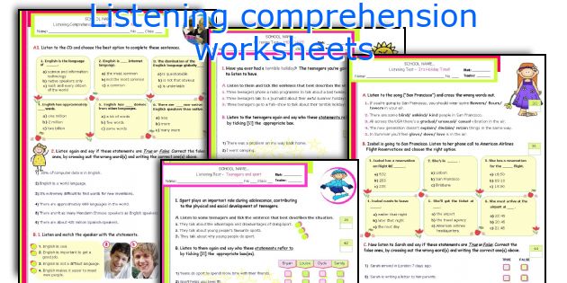 Listening comprehension worksheets