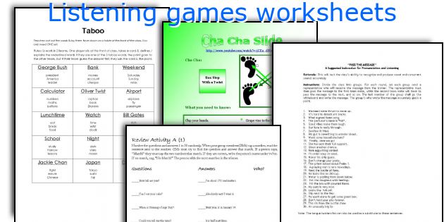 Listening games worksheets