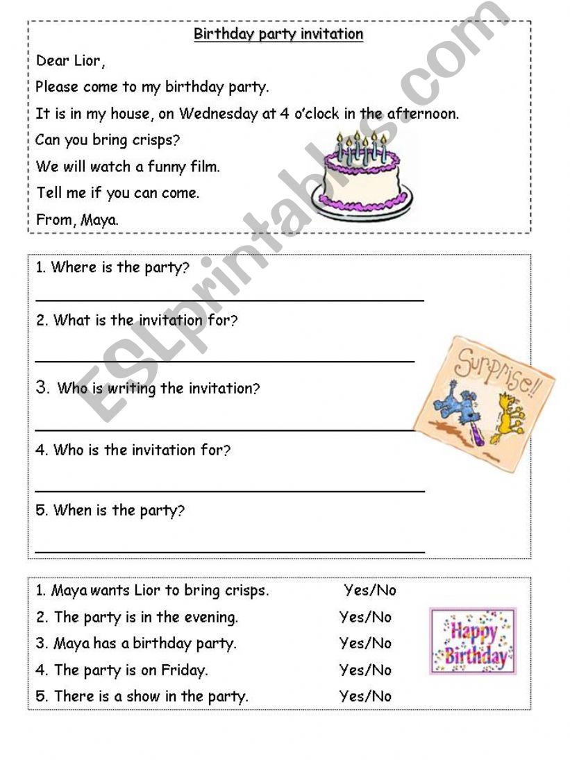 ESL - English PowerPoints: A birthday Invitation..
