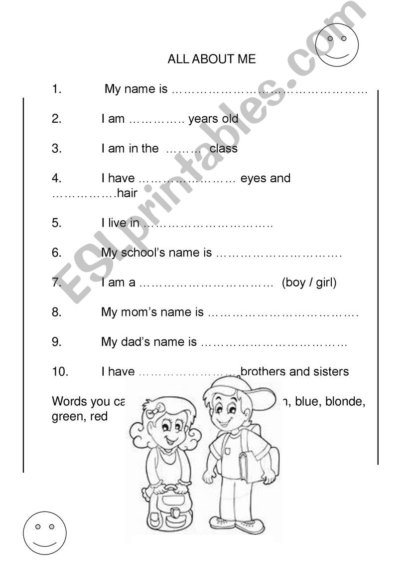 ESL - English PowerPoints: All About Me
