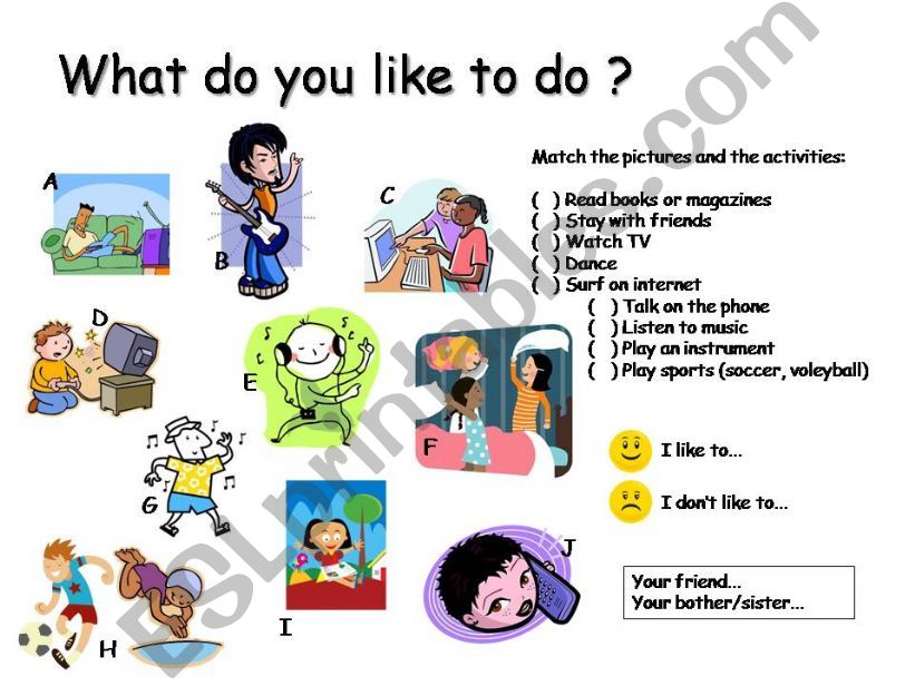 ESL - English PowerPoints: What do you like to do?