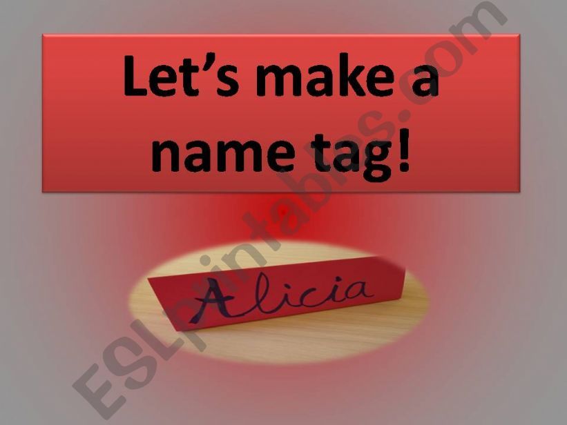 Esl English Powerpoints How To Make A Name Tag