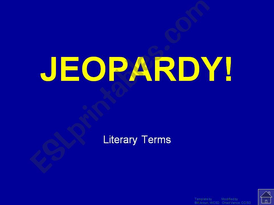 ESL - English PowerPoints: Literary Terms Jeopardy