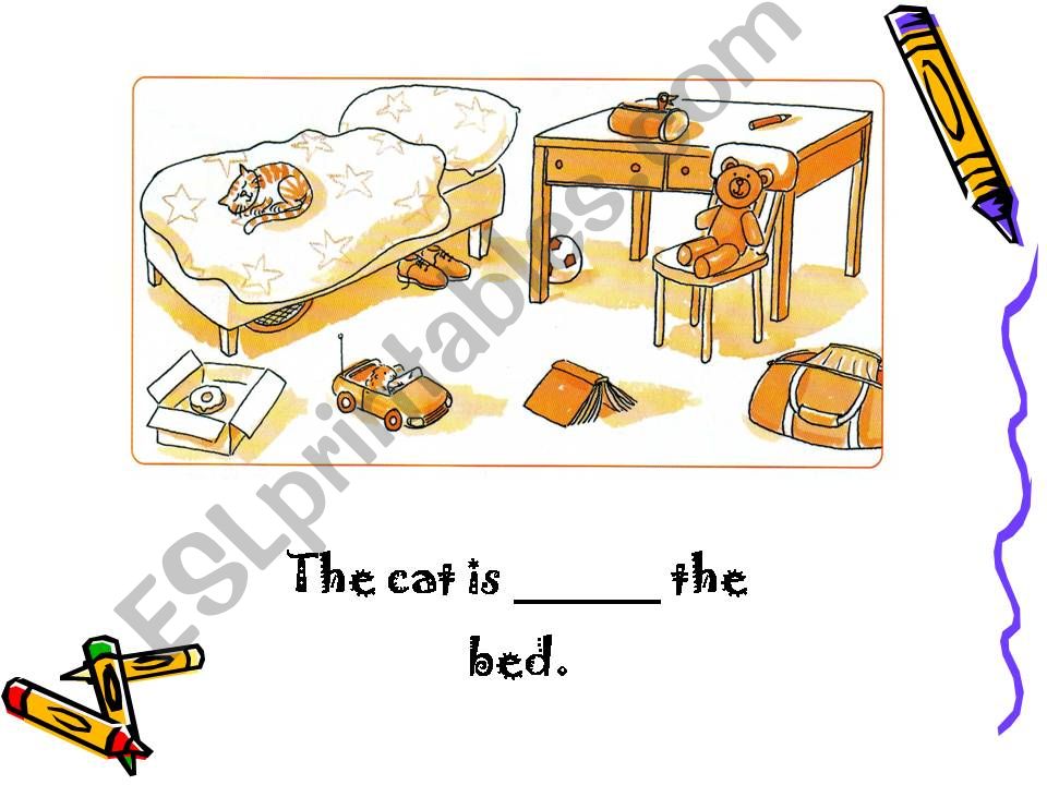 There is a table two beds