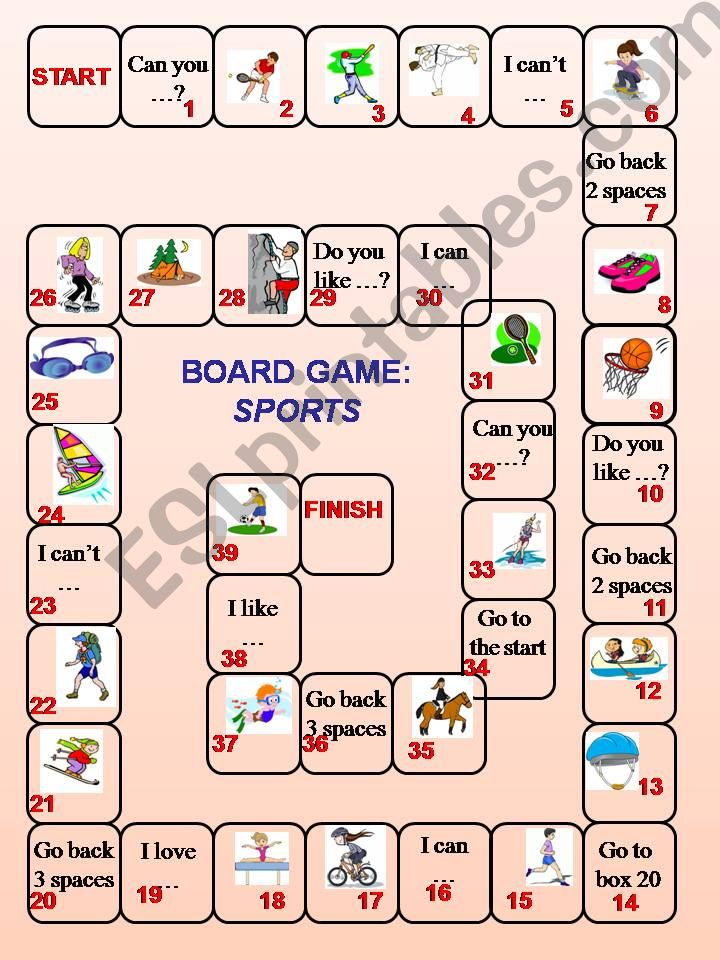 ESL - English PowerPoints: SPORTS BOARD GAME