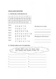 English Worksheet: Days and Months 4eme