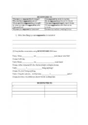 English Worksheet: be supposed to/be expected to