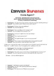 English Worksheet: Computer stupidities