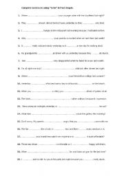 English Worksheet: verb  TO BE  in Past Simple.