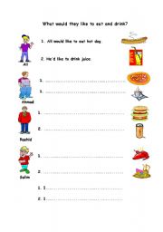 English Worksheet: food and drinks