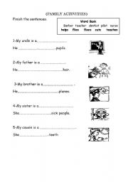 English Worksheet: My Family Activities