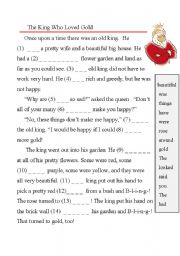 English Worksheet: The King Who Loved Gold