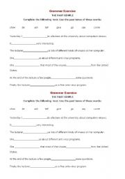 English Worksheet: Grammar: Past Simple 