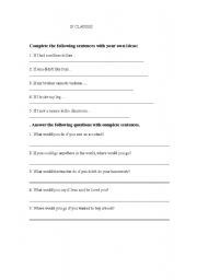 English Worksheet: if clauses