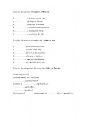 English Worksheet: there is there are