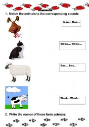 English Worksheet: ANIMAL SOUNDS