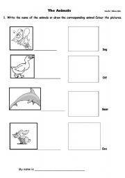 English worksheet: ANIMALS