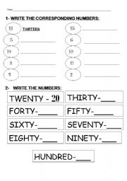 English Worksheet: NUMBERS