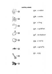 English worksheet: MATCHING ANIMALS