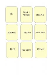 English Worksheet: Memory game: irregular verbs