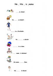 English Worksheet: he - his