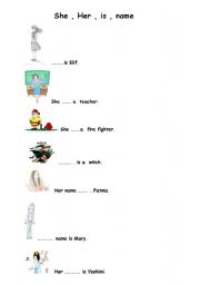 English Worksheet: she - her