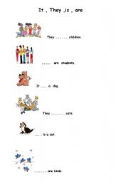 English Worksheet: It - they