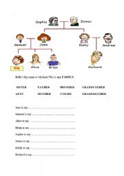 English Worksheet: My Family