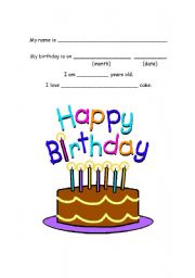 English Worksheet: Happy birthday