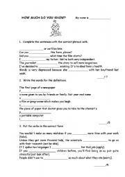 English Worksheet: HOW MUCH DO YOU KNOW