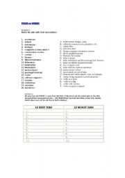 English Worksheet: best and worst jobs