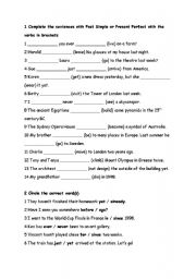 English Worksheet: Present Perfect or past simple + use of adverbs with these tenses 