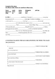 English Worksheet: Complete this story and answer the questions